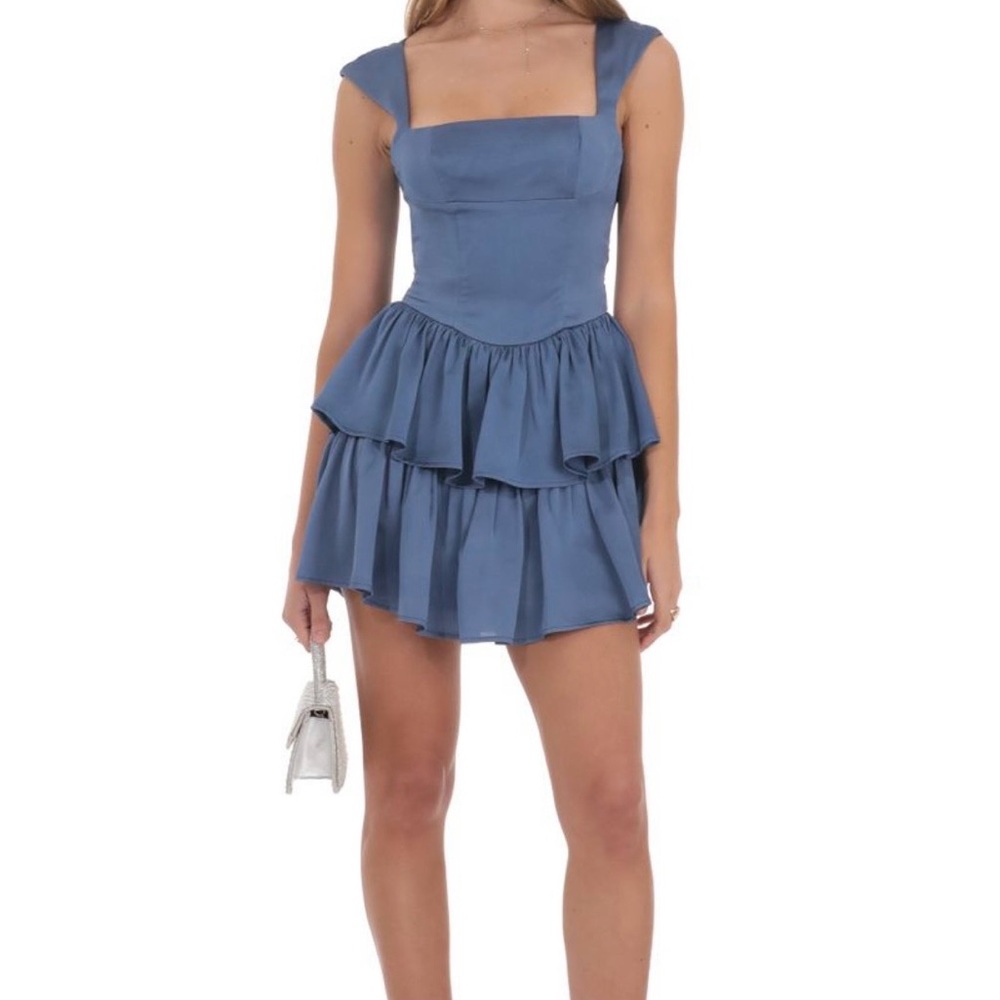 Lucy in the Sky MINT GREEN Square Neck Tiered Midi Dress